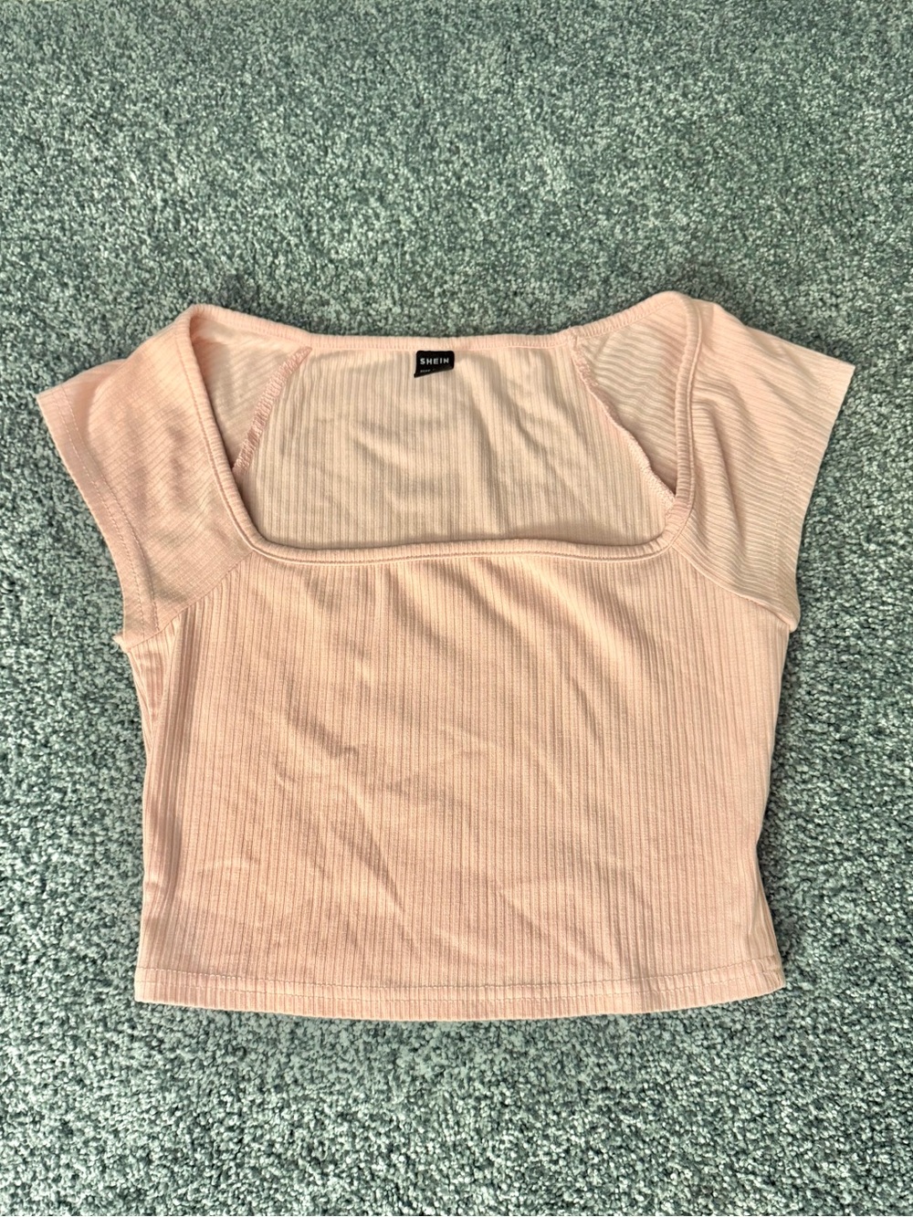 SHEIN Light Blush Ribbed Square Neck Crop Top